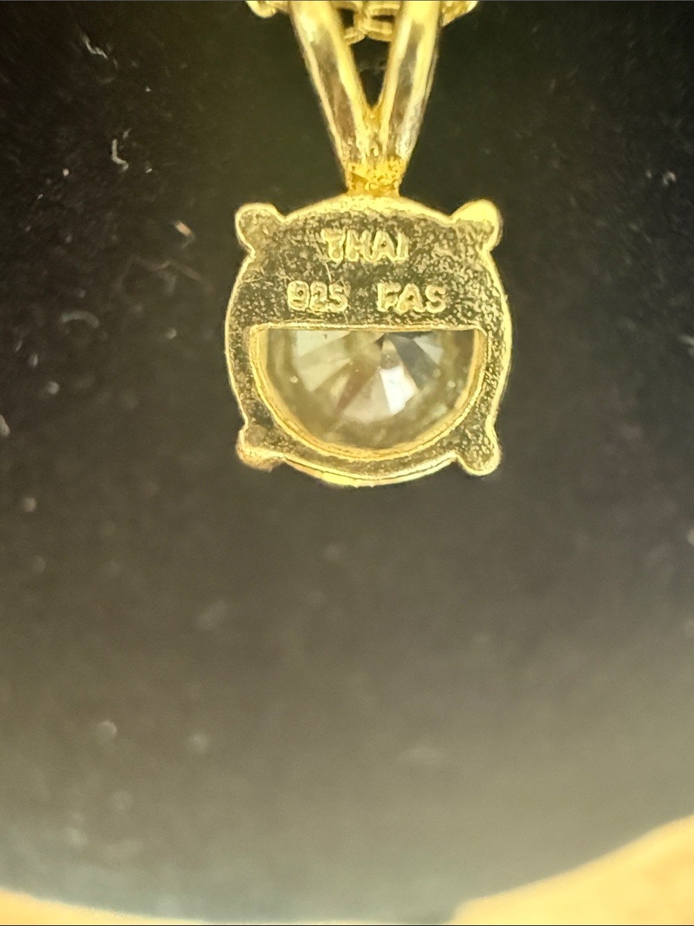 Freida Rothman “Yellow Gold” Necklace with Clear Solitaire Real Sterling Silver - Picture 2 of 4